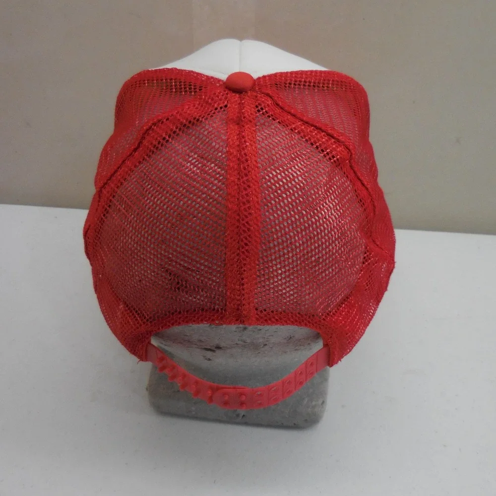 Vintage 3M Helping Wire America Trucker Hat Red White Mesh Snapback Cap Mohrs